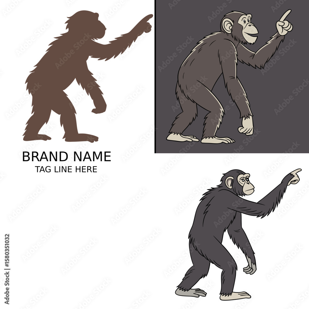 Fototapeta premium vector chimpanzee set