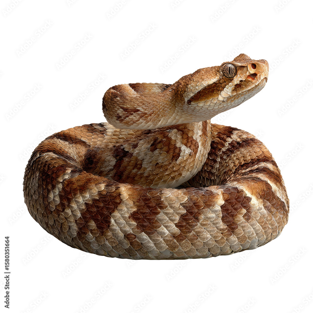 Obraz premium Stunning Close-Up of a Coiled Snake with Transparent Background
