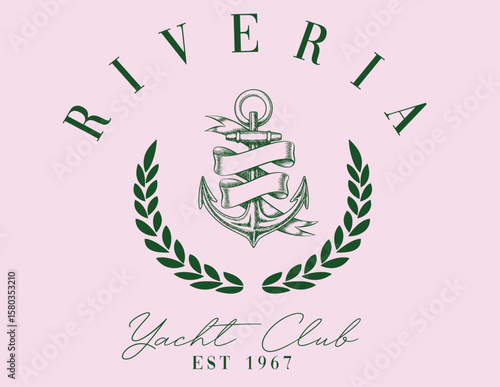 Yacht Sailing Club Nautical Varsity College colleigiate teams sail health USA Trending Anchor Whreaf Graphic Tee t-shirt logo slogan graphic artwork typography tote badge emblem crest 