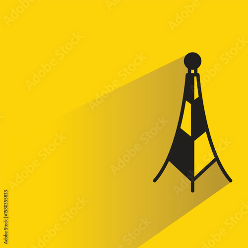 communication and network tower icon with shadow on yellow background