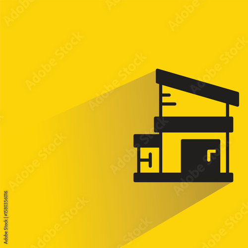 house icon with shadow on yellow background