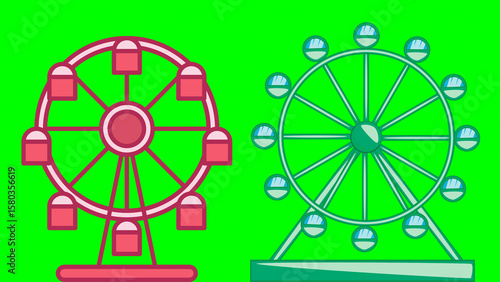 Ferris Wheel Icon illustration on green background
