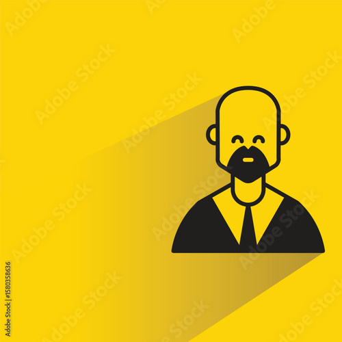 beard man avatar with shadow yellow background