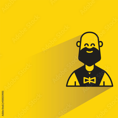 beard man avatar with shadow yellow background