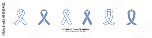 Diverse periwinkle blue ribbon vector collection for stomach cancer awareness. Ideal health symbols for support and informational graphics