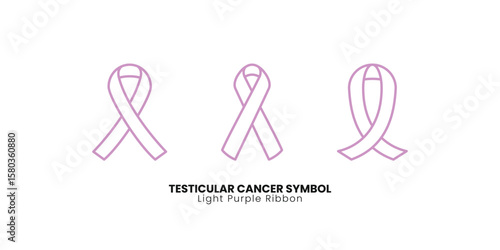 Outline light purple ribbons for testicular cancer awareness. Essential vector for health, charity, and medical designs