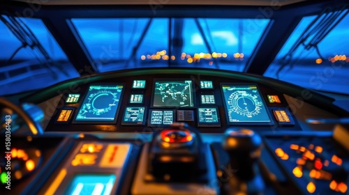 Nighttime boat navigation console with digital displays
