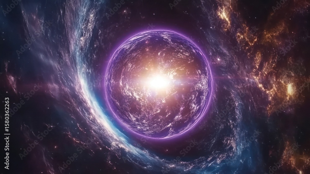 Fototapeta premium Earth in vibrant cosmic nebula