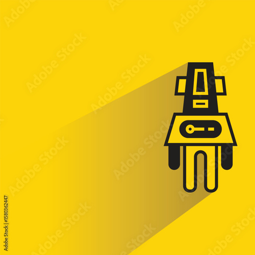 cute robot avatar with shadow on yellow background