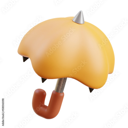 Orange and brown Umbrella 3d icon illustration