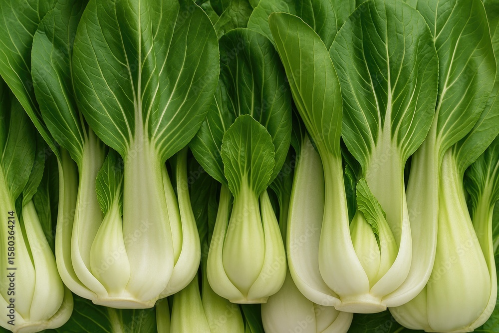 Fototapeta premium A photo showcasing bok choy, also known as pak choi or pok choi, a widely enjoyed Chinese cabbage variety in Southeast Asia