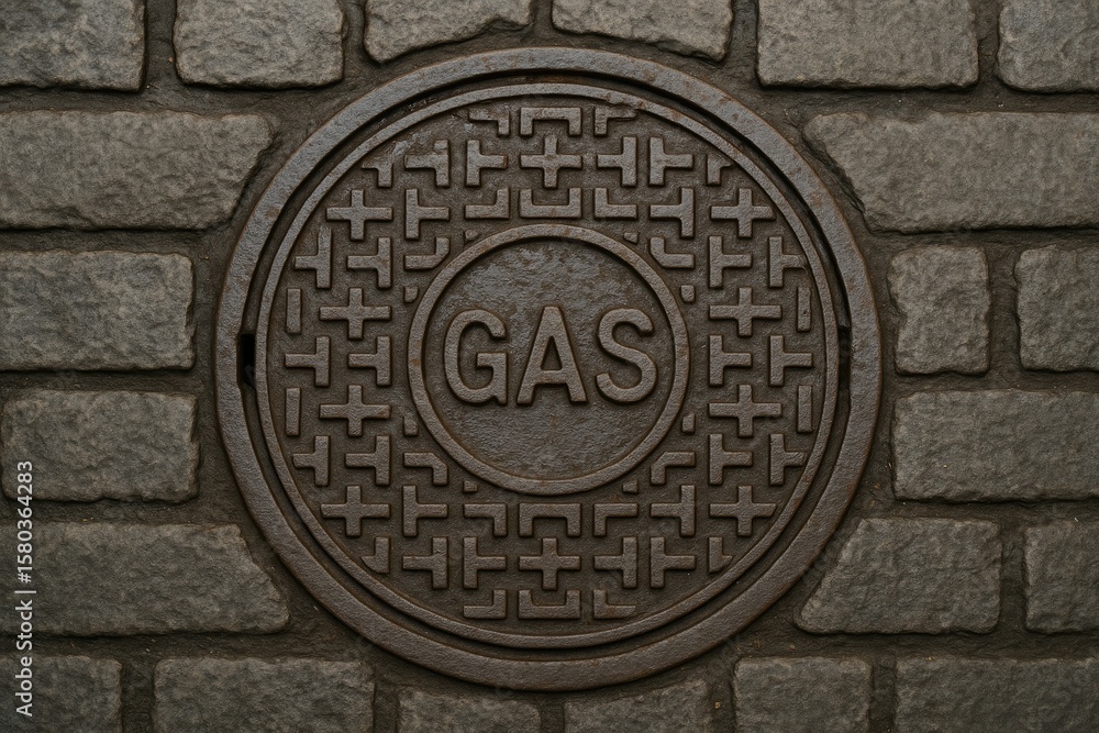 Large metal access hatch for underground utility systems embedded in the street surface Large metal access hatch for underground utility systems embedded in the street surface