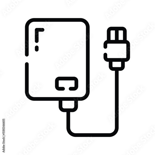 A modern outline icon of external hard drive