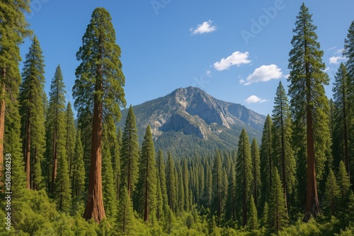Majestic Redwoods in a Famous Canyon National Park