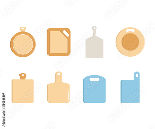 chopping board and cutting board icons set