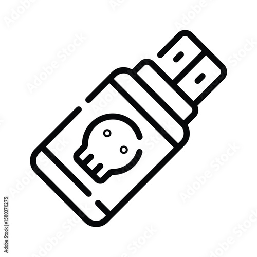 A premium outline icon of malware USB detection