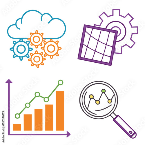 Business growth technology icons