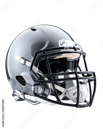 Stylish gray football helmet with face guard.