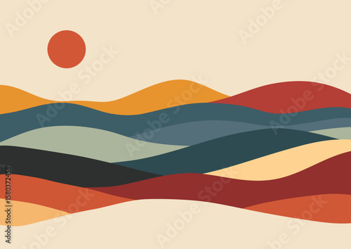 Abstract background with minimal landscape design 