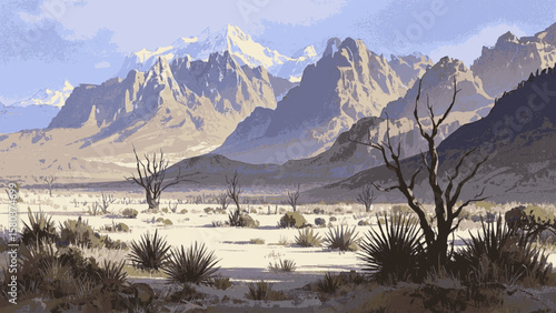 Arid Heights Desert landscape view isolated watercolor vector illustration svg