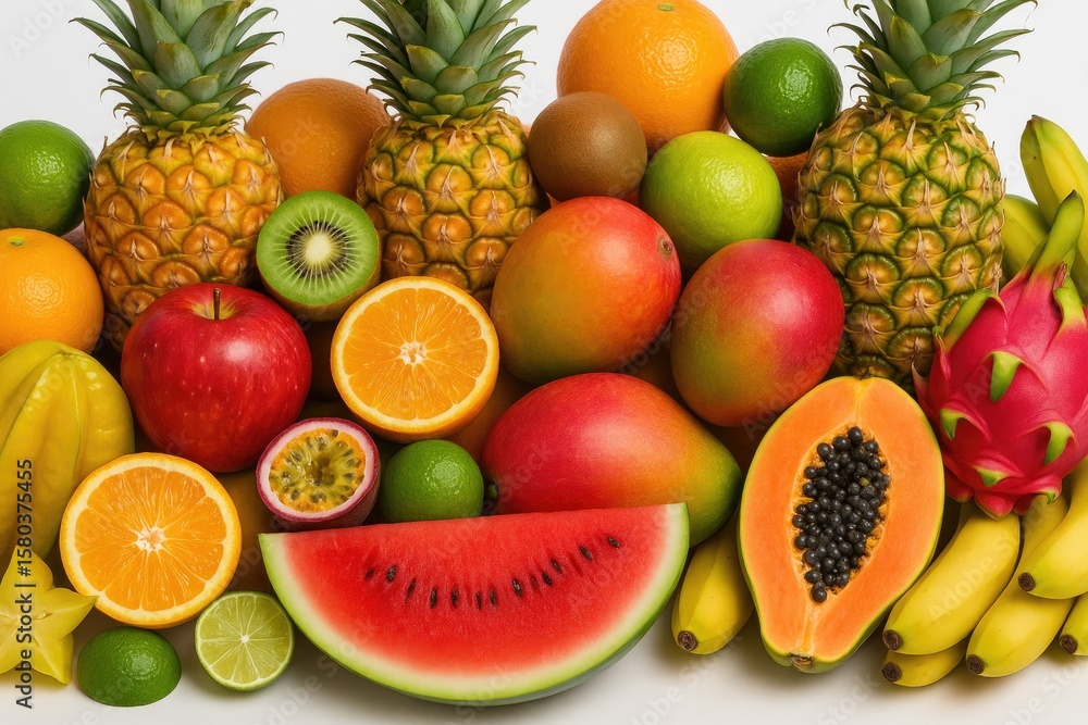 Assorted Tropical Fruits for a Refreshing Snack Assorted Tropical Fruits for a Refreshing Snack