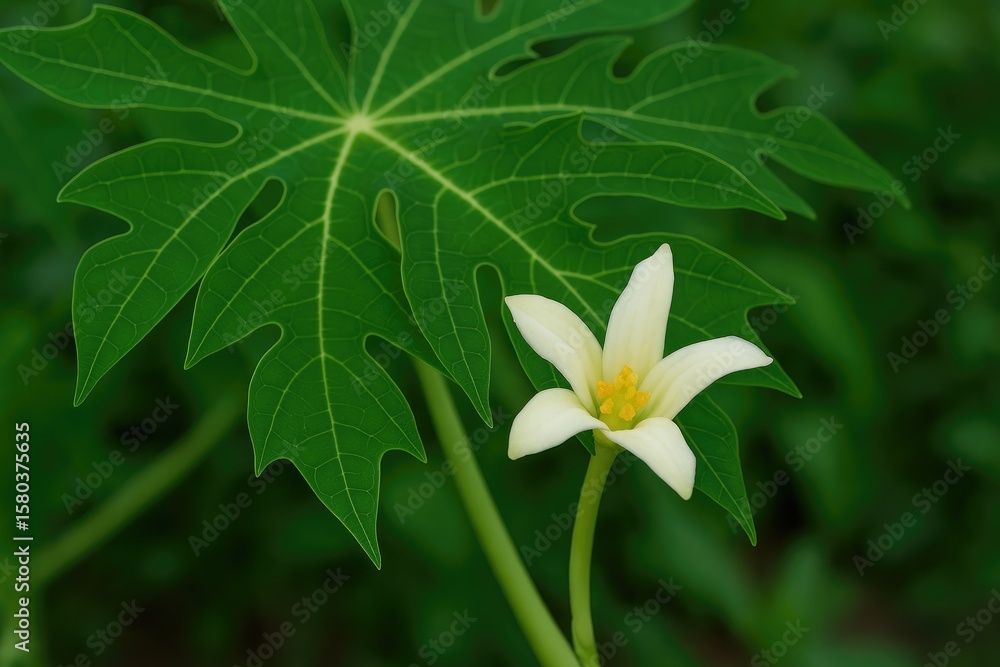 Fototapeta premium Using papaya leaf flower images as wallpapers, backgrounds, or for editing projects