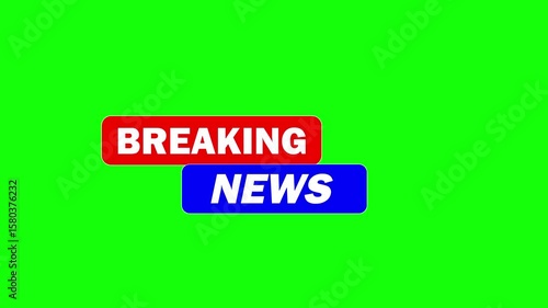 Red and Blue color Breaking news text animation Green screen