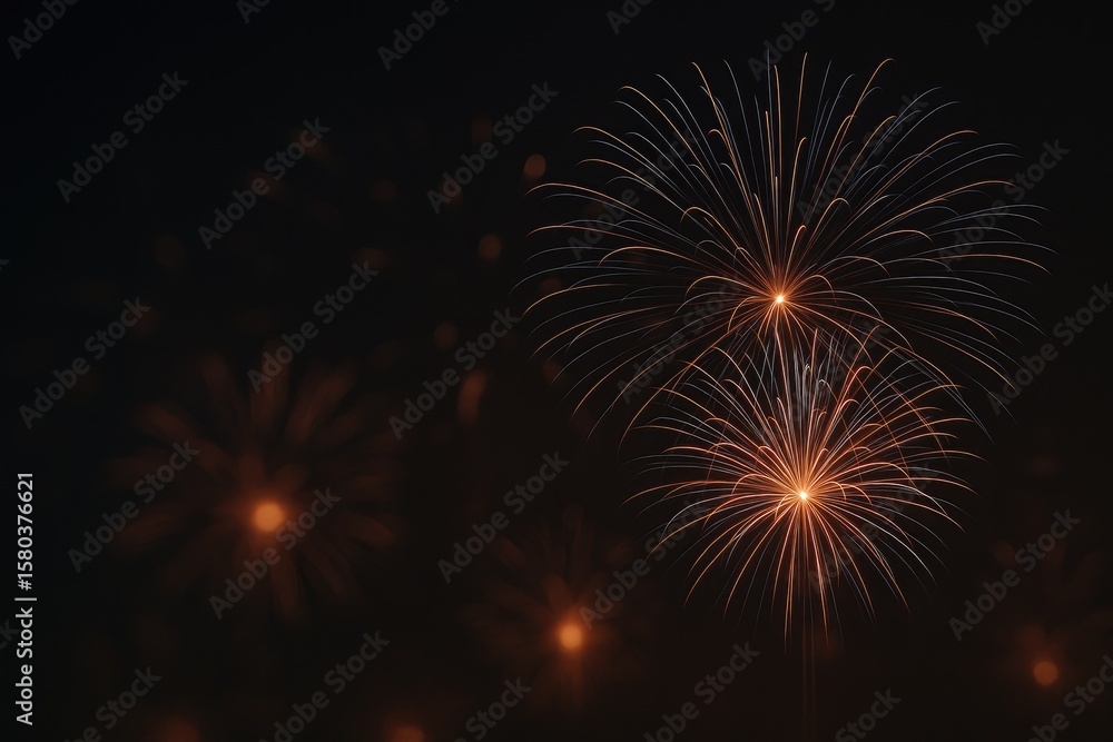 Long exposure photo capturing fireworks at New Year's Eve with motion blur Long exposure photo capturing fireworks at New Year's Eve with motion blur
