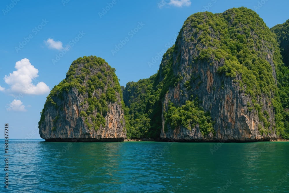Naklejka premium Calcium carbonate formations on a tropical island in Southeast Asia