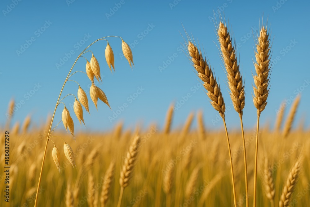 Obraz premium White background showcasing oat and rye grains