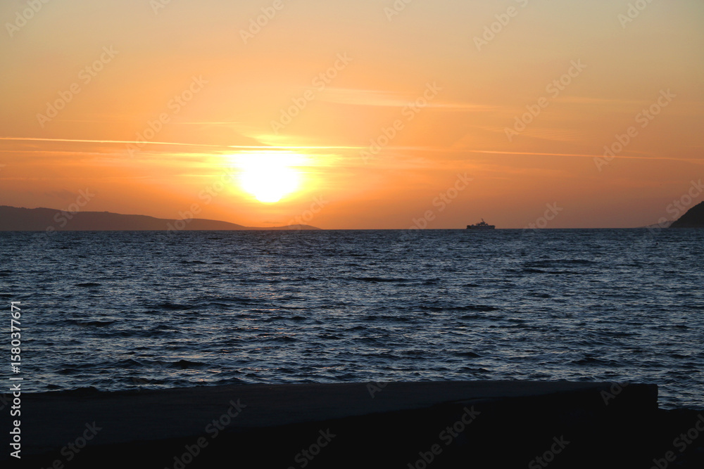 Beautiful sunset on the Bacvice beach in Split, Croatia. Beautiful sunset on the Bacvice beach in Split, Croatia.
