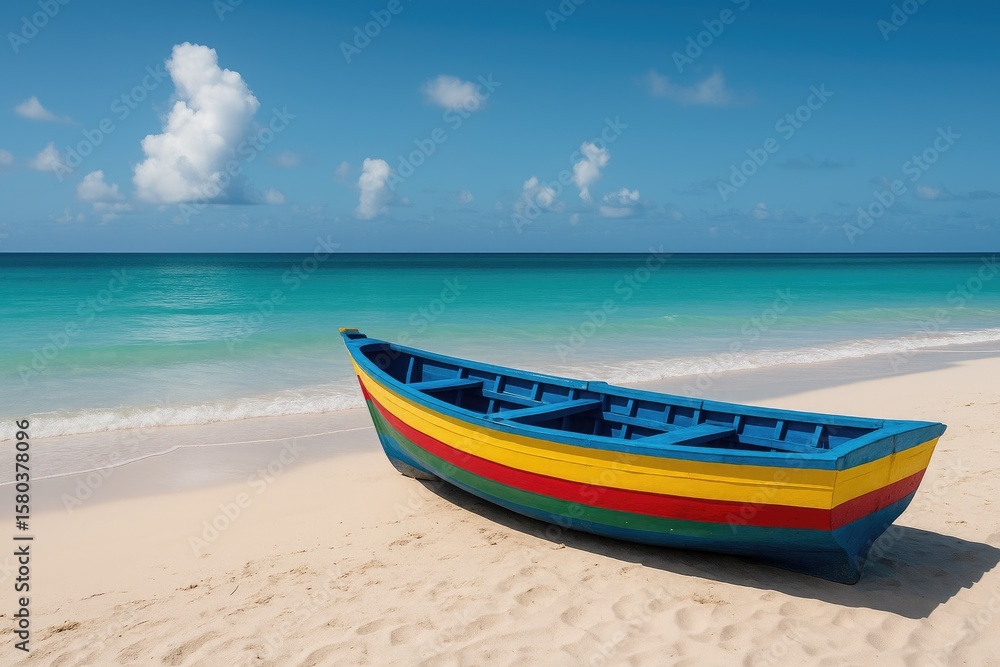 Vibrant vessel docked by the seaside coast Vibrant vessel docked by the seaside coast