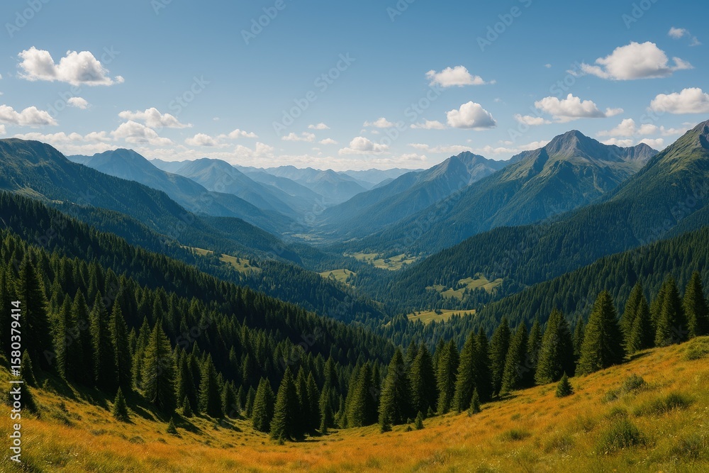 Fototapeta premium Vast mountain landscape during summer season