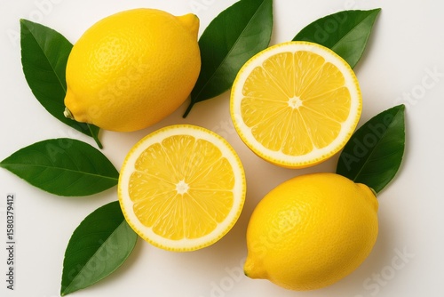 Wallpaper Mural Sliced lemons accompanied by lemon leaves Torontodigital.ca