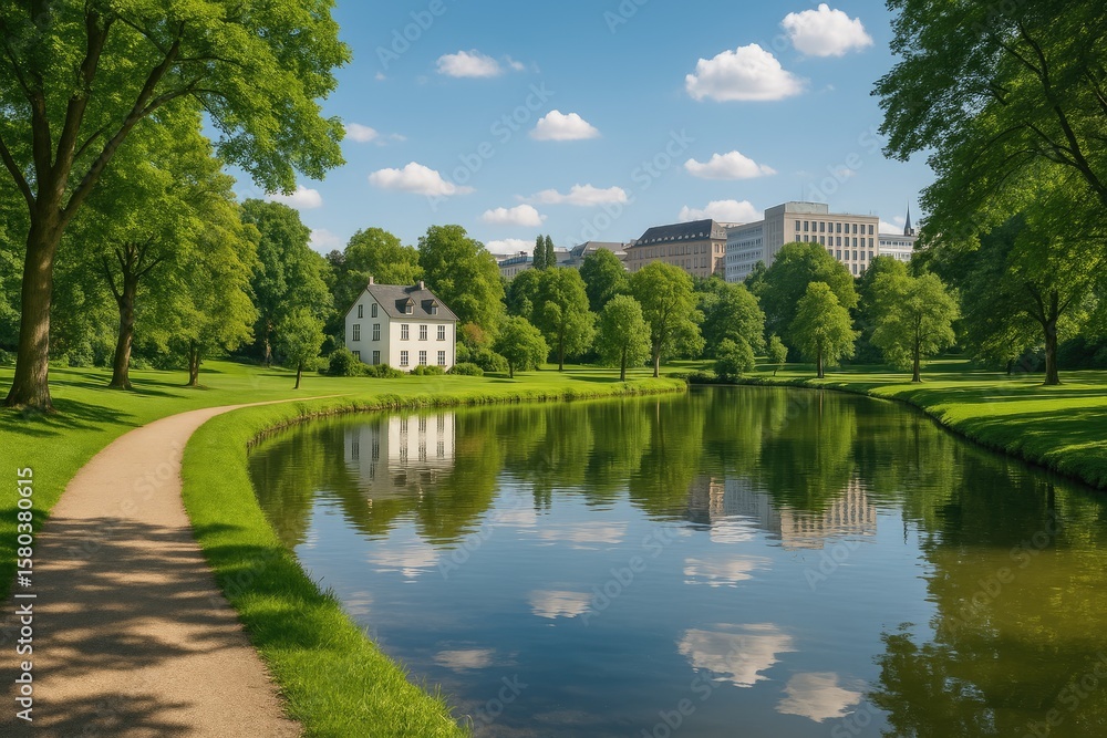 Fototapeta premium Relaxing in a scenic park located in Luxembourg