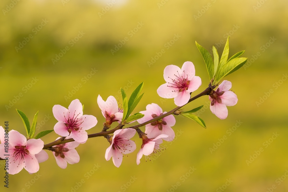 Obraz premium A web banner showcasing a blooming peach tree branch with flowers
