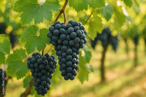 Wallpaper Mural Lush clusters of ripe black grapes basking in gentle sunlight on a vineyard during harvest season for premium red wine production Torontodigital.ca