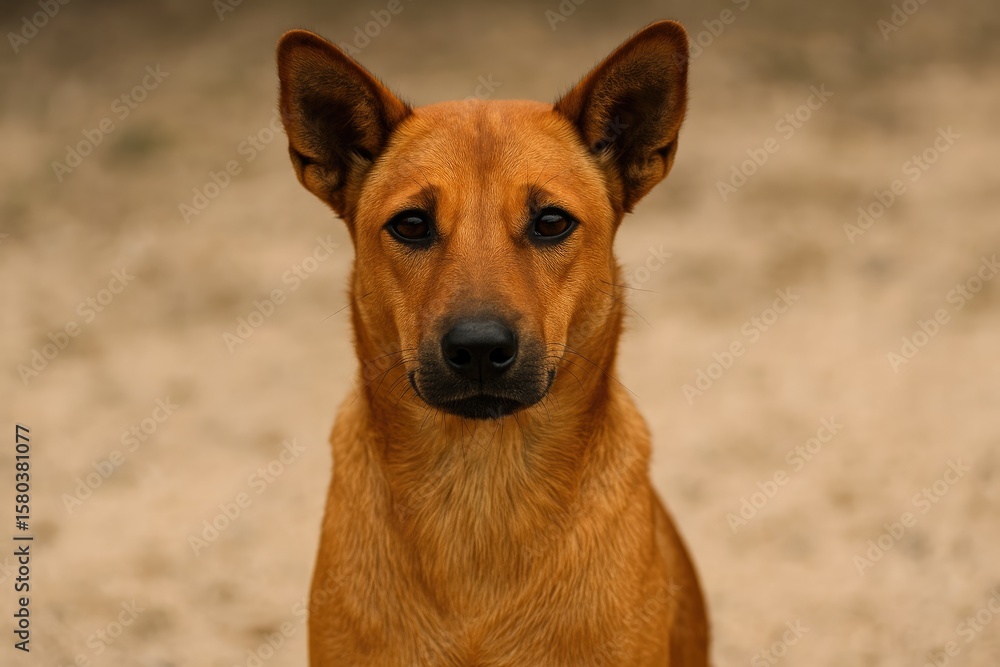A solitary mixed breed canine A solitary mixed breed canine