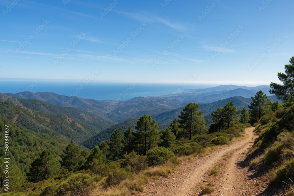 Fototapeta premium Scenic hiking routes through the vibrant Sierra Bermeja mountains with breathtaking vistas