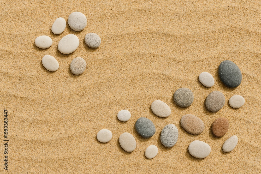 Small stones dispersed across the shoreline Small stones dispersed across the shoreline