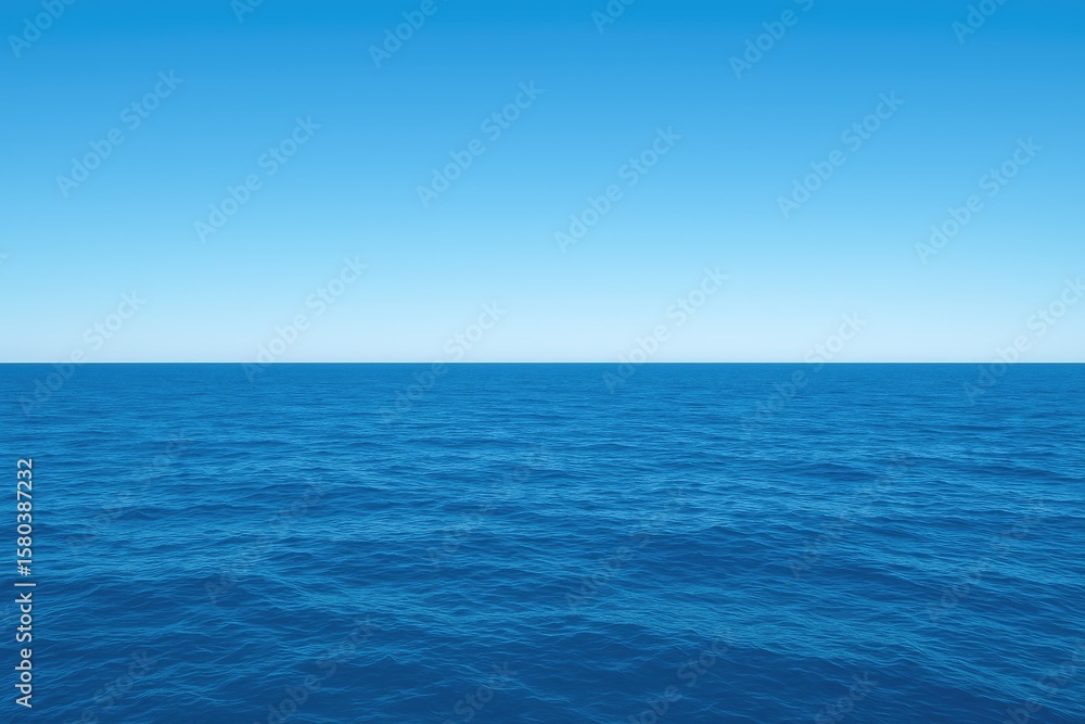 Fototapeta premium Sunny day scene of a blue ocean with a clear sky and summer nature backdrop with empty space for text