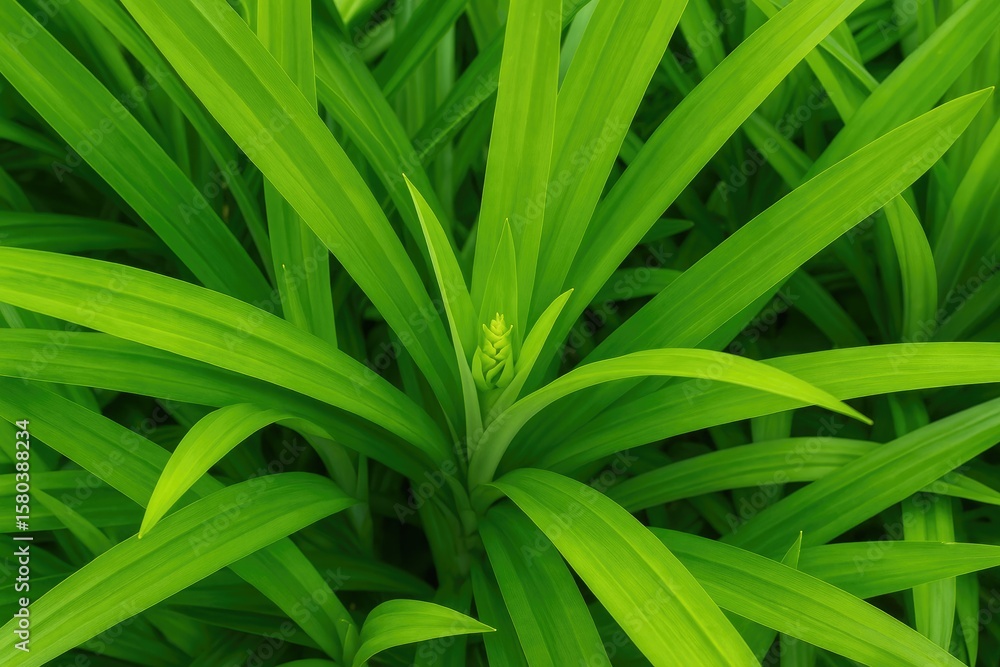 Vivid green leaves of the pandan plant Vivid green leaves of the pandan plant