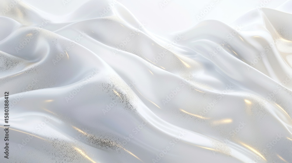Obraz premium Elegant silver silk fabric with golden glitter particles and bokeh lights background