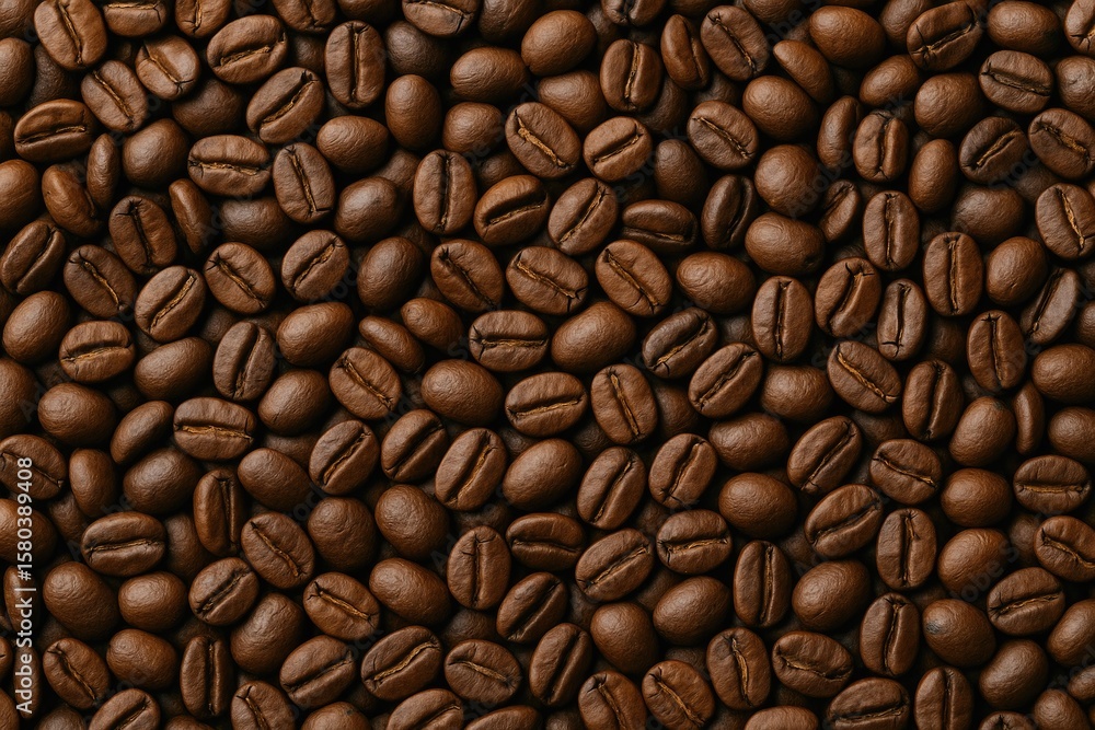 Obraz premium A large quantity of roasted coffee beans