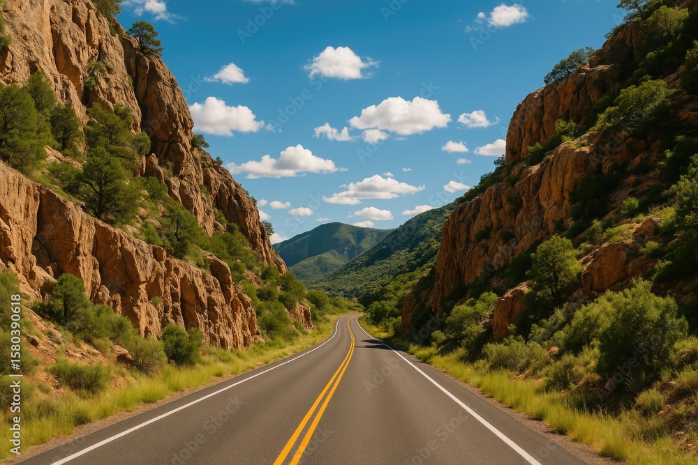Naklejka premium Mountain pathway navigating through rocky terrain