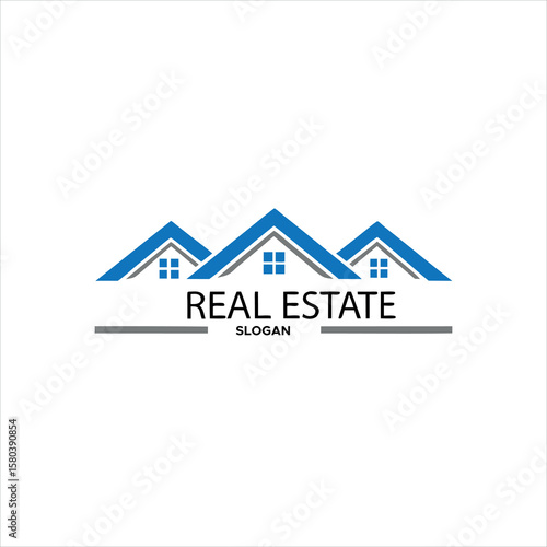 Modern Blue Real Estate Logo Design