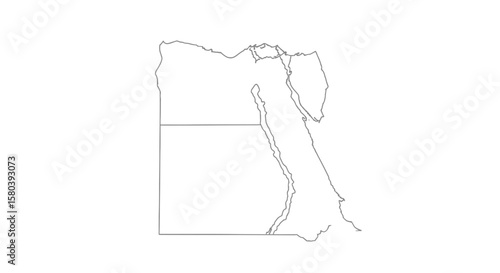 Simple line drawing of the country Egypt's geographical outline.