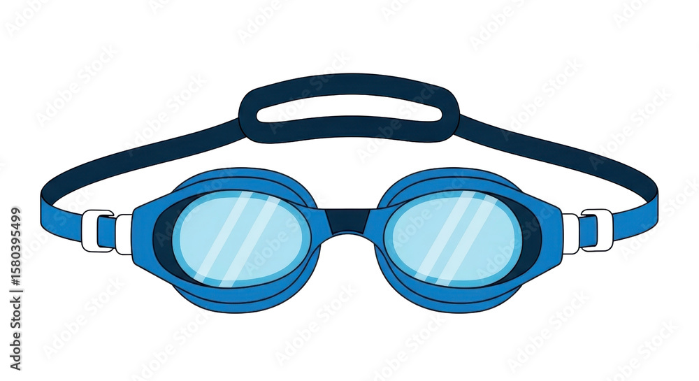 Fototapeta premium Blue swimming goggles illustration isolated PNG with Transparent Background