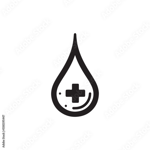 Blood Drop with Medical Cross Health Donation