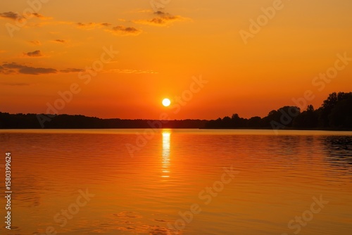 Fototapeta Naklejka Na Ścianę i Meble -  Evening glow reflecting on a tranquil waterbody
